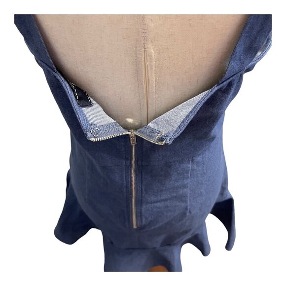 Denim By Flying Tomato Womens Sleeveless Denim Dress With Ruffled Hem & Square M - Picture 3 of 11